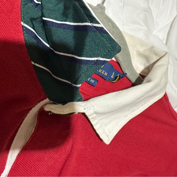 Ralph Lauren polo Red rugby  Shirt with Navy Accents - Picture 8 of 10